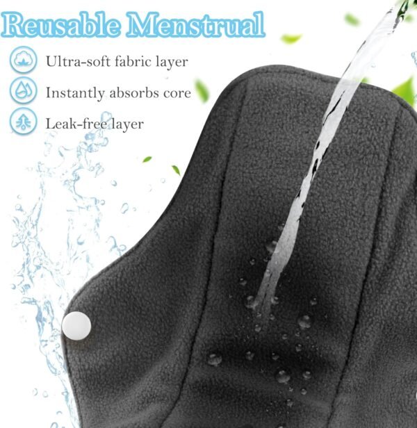 PHOGARY Fodere lavabili, Cuscinetti per incontinenza per donna, Protezione igienica lavabile riutilizzabile assorbente con 1 Borsa per il trasporto, 7 Pezzi