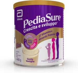 PEDIASURE Crescita & Sviluppo - Integratore Alimentare per Bambini da 1 Anno in Poi, Multivitaminico con 27 Vitamine e Minerali e Proteine, Confezione da 400 g, Gusto Vaniglia