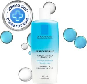 La Roche-Posay Toleriane Respectissime, Struccante Occhi Bifasico, Adatto a Pelli Sensibili, Rimuove il Make-Up Waterproof, Formula con Niacinamide, Ceramidi, Pantenolo e Acqua Termale, 125 ml
