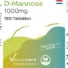 D-Mannosio 1000 mg – Vegano – 180 Compresse – Alto dosaggio – Prodotto in Germania Vitamintrend®