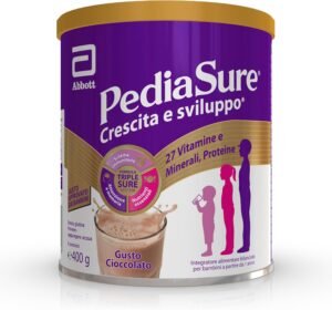 PEDIASURE Crescita e Sviluppo - Integratore Alimentare per Bambini da 1 Anno in Poi, Multivitaminico con 27 Vitamine e Minerali e Proteine, Confezione da 400 g, Gusto Cioccolato