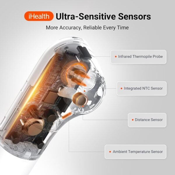 Termometro Frontale iHealth No-Touch, Termometro Digitale a Infrarossi per Adulti e Bambini, Termometro per Bambini Senza Contatto con 3 Sensori Ultra Sensibili (Pt3)
