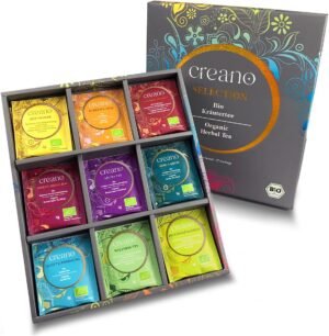 Set regalo tisane biologiche Creano - 27 bustine di tisane in 9 diverse varietà | Infusi Misti Biologici 54g - Idea Regalo Benessere e Relax