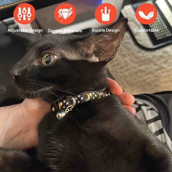 Collare per gatti riflettente, collari per gatti anti-soffocamento con campanelli, regolabile 21-35 cm, sicuro, nylon, accessori per animali domestici