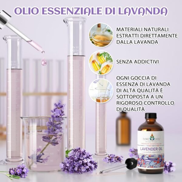 71kizbQtWZL._AC_SL1500_.jpg EVOKE OCCU Olio essenziale di lavanda 118ml Olio essenziale puro per diffusore, cura della pelle, relax, sonno, capelli, massaggio