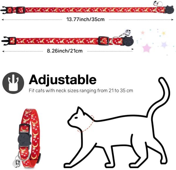 Collare per gatti riflettente, collari per gatti anti-soffocamento con campanelli, regolabile 21-35 cm, sicuro, nylon, accessori per animali domestici