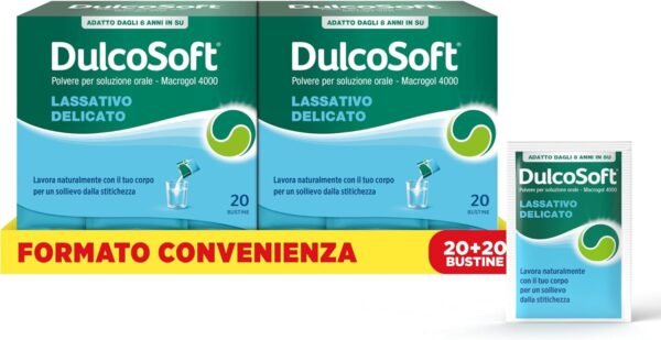 71lPyVhslEL._AC_SL1500_.jpg DulcoSoft Lassativo con Macrogol, Rimedi contro la Stitichezza per Adulti e Bambini – Senza Glutine, Senza Zucchero – Lassativo Delicato per Irregolarità Intestinali, Stitichezza (40 Bustine)
