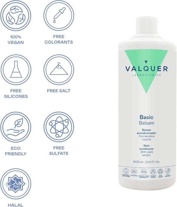 Valquer Profesional Balsamo Rivitalizzante per Capelli con Cheratina Naturale Balsamo Balsamo Crema Balsamo per Capelli Vegan Silk Look 5000ml