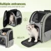 71p9ZH70hL._AC_SL1500_.jpg pecute Zaino per gatti con finestra in rete, pieghevole portatile con tenda superiore, tessuto Oxford traspirante e impermeabile, ideale per i viaggi, grigio