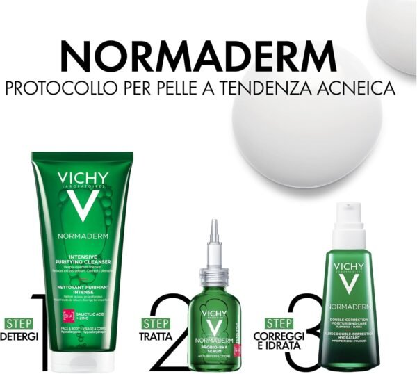 Vichy Normaderm Trattamento Anti-Imperfezioni a Doppia Azione per Pelli Grasse Effetto Correttivo e Idratante con Acido Salicilico, Acido Ialuronico e Frazioni Probiotiche, 50 ml