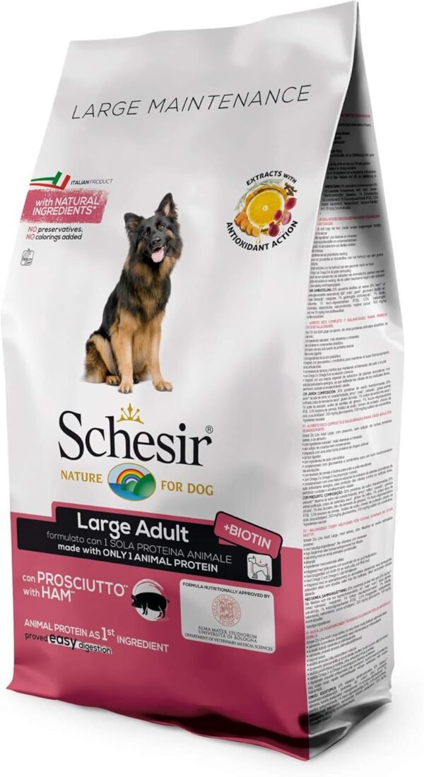 71q9Xx3ctL._AC_SL1500_.jpg Schesir, Alimento secco per Cani Adulti di Taglia Grande al Gusto Prosciutto, Linea Mantenimento in Crocchette – Formato Sacco da 12 kg