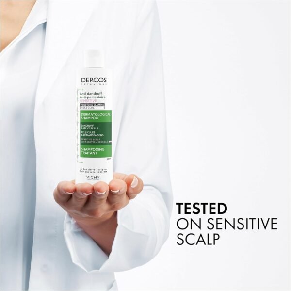Vichy Dercos Sensitive Shampoo Antiforfora per Cuoio Capelluto Sensibile, Azione Lenitiva, Effetto Anti-Ricomparsa, Arricchito con Pirottolamina e AHA, 200 ml