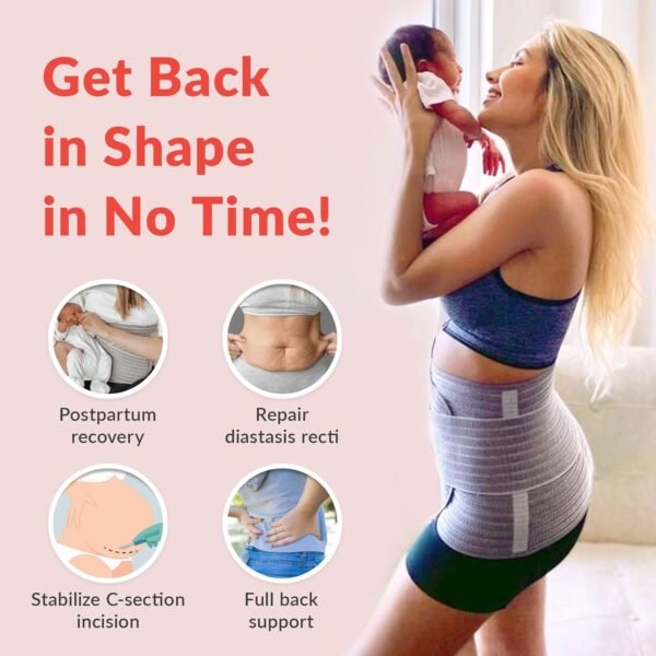 Mamaway Fascia per la pancia dopo il parto, Fascia per la pancia postnatale con sezione C, Fascia per la pancia regolabile, Supporto addominale, Sollievo dal mal di schiena (Poliestere