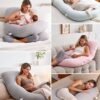 71r6Yd0vy1L._AC_SL1500_.jpg Momcozy Cuscino per gravidanza per dormire, a forma di U, per donne in gravidanza, con fodera rimovibile in jersey di cotone, cuscino premaman da 145 cm, grigio