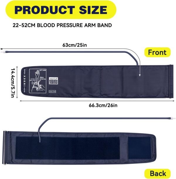 Misuratore di pressione arteriosa da braccio Leikedun 22-52 cm con connettore, braccialetto portatile per monitor della pressione arteriosa per anziani, macchina non inclusa