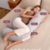 71tMrZT43eL._AC_SL1500_.jpg Momcozy Cuscino per gravidanza per dormire, a forma di U, per donne in gravidanza, con fodera rimovibile in jersey di cotone, cuscino premaman da 145 cm, grigio