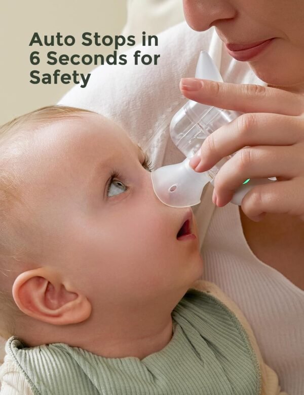 Momcozy BreezyClear Pro - Aspiratore nasale per bambini, grado ospedaliero, 75 kPa, con 9 livelli di aspirazione regolabili, pulitore elettrico per naso per bambini, lenitivo e leggero