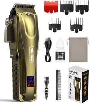 71y8x7KQ3vL._AC_SL1500_.jpg GinJee Tagliacapelli da Uomo Professionale Senza Fili e con Filo Tagliacapelli da Barbiere Ricaricabile per Tagliare i Capelli, Kit per la Cura della Barba e del Corpo per la Casa