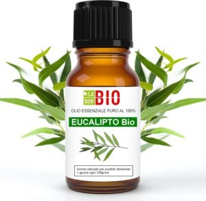 Olio Essenziale Bio Eucalipto Puro al 100% 10 ml – Uso Interno Diffusori Alimentari Terapeutici Cosmetici Aromaterapeutici Ambientali – Laborbio