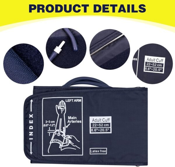 Misuratore di pressione arteriosa da braccio Leikedun 22-52 cm con connettore, braccialetto portatile per monitor della pressione arteriosa per anziani, macchina non inclusa