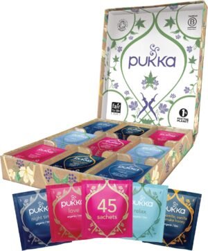 Relax Selection Box, Selezione di Tè e Tisane Biologici, 45 Bustine, 5 Gusti, Confezione Regalo Tisane, Perfetto per un Regalo Naturale, Idea Regalo