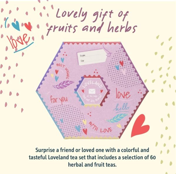 ACORO | Assortimento di tè Loveland | Confezione Regalo Confezione Regalo con Cestino di Tè Naturali Assortiti di 6 Gusti | Sorprendi i tuoi cari | Casella di selezione grande | 60 bustine di tè