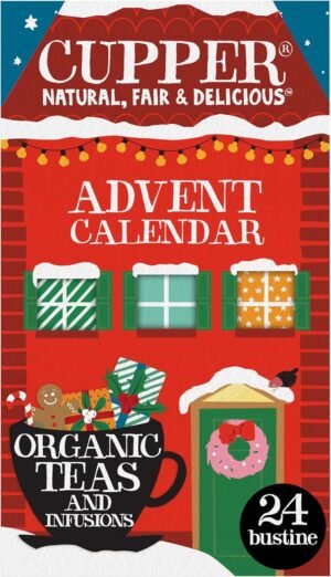 CUPPER Calendario dell'Avvento Bio, Scatola Assortita da 12 Tè e Infusi Biologici e 100% Naturali, Assortimento di Tisane e Tè con Filtri, 100% Biodegradabile, Confezione da 24 Bustine