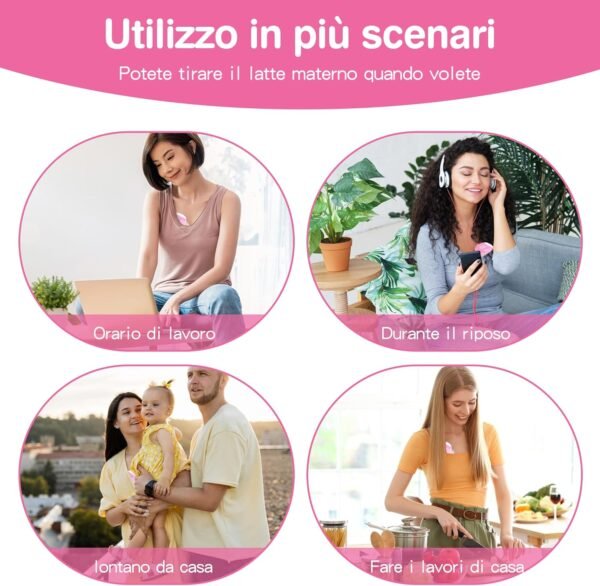 Tiralatte Elettrico Portatile Indossabile, 4 modalità e 12 Livelli, Tiralatte Elettrico per Neonati con Display LCD, Silenzioso e Indolore, 10 Sacchetti per la Conservazione del Latte Gratuiti, 180 ml