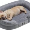 Feandrea PGW281G01 Cuccia per Cani di Media Taglia, 76 x 51 x 18 cm, Ortopedica, Rivestimento Impermeabile, Bordi Rialzati, Sfoderabile e Lavabile, Antiscivolo, Grigio Chiaro