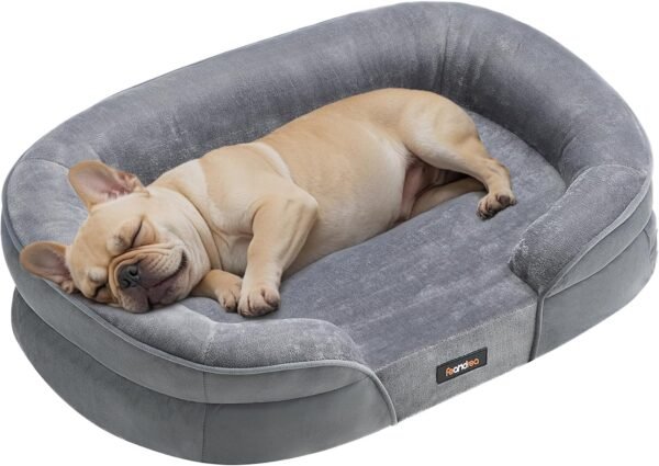 Feandrea PGW281G01 Cuccia per Cani di Media Taglia, 76 x 51 x 18 cm, Ortopedica, Rivestimento Impermeabile, Bordi Rialzati, Sfoderabile e Lavabile, Antiscivolo, Grigio Chiaro