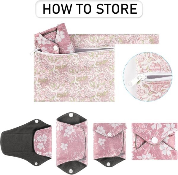 PHOGARY Fodere lavabili, Cuscinetti per incontinenza per donna, Protezione igienica lavabile riutilizzabile assorbente con 1 Borsa per il trasporto, 7 Pezzi