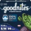GoodNites 99 pezzi di biancheria intima bagnante per lettino per bambini corta/media