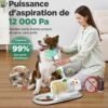 Gimars Aspirapeli per Cani 2.3L Kit 5 in 1 per Toelettatura Cani, Aspirapolvere per Animali Domestici con Spazzola, Forte Aspirazione 3 K/7 K/12 K Pa Tagliacapelli Elettrico Ultra Silenzioso per Gatti, Professionale