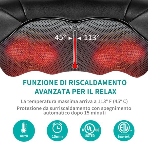 Nekteck Massaggiatore 3D per collo e spalle con calore delicato, Tejido Profundo Massaggiatore cervicale per collo, spalle e schiena, goditi il ​​massaggio cervicale per collo e spalle a casa, in ufficio e in auto