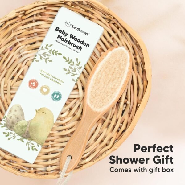 81HC4VfyvLL._AC_SL1500_.jpg Spazzola per capelli per neonati - Culla in legno naturale con morbide setole di capra - Kit pettine per capelli perfetto per la cura del cuoio capelluto per bambini piccoli