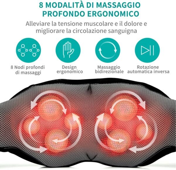 Nekteck Massaggiatore 3D per collo e spalle con calore delicato, Tejido Profundo Massaggiatore cervicale per collo, spalle e schiena, goditi il ​​massaggio cervicale per collo e spalle a casa, in ufficio e in auto