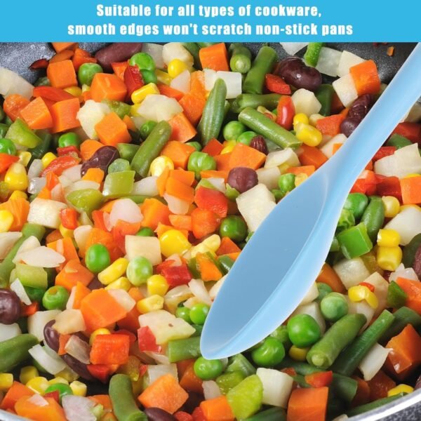 4 cucchiai in silicone, cucchiai in silicone colorati, cucchiai da cucina antiaderenti, piccoli cucchiai da cucina, cucchiai da portata, cucchiai da forno, strumenti per mescolare e mescolare (blu,