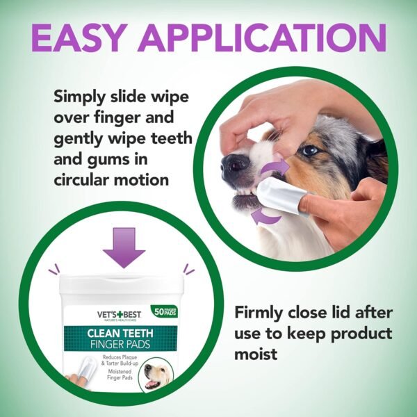 81Mi8EfbkAS._AC_SL1500_.jpg Vet's Best Salviette per la cura dei denti - Riducono la placca e rinfrescano l'alito - Salviette per la pulizia dentale di cani e gatti - 50 salviette usa e getta