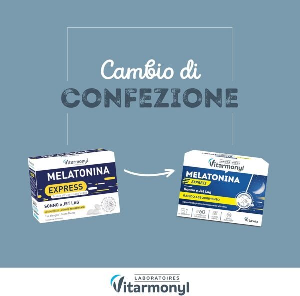 81PGbo1D07L._AC_SL1500_.jpg Melatonin Express - Integratore Alimentare per Sonno e Jet Lag - Melatonina per Dormire - Gusto Menta - Senza Zucchero - Confezione da 60 Compresse Solubili in Oro Vitarmonyl