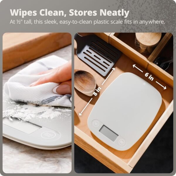 Beni Maggiori Bilancia digitale da cucina – bilancia per cucinare, cuocere al forno, pasti e preparazioni alimentari, pesa in grammi, libbre e once, grigio