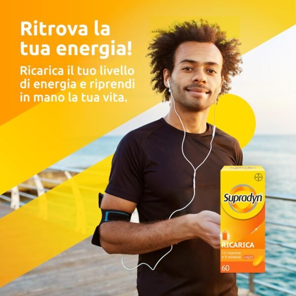 Supradyn Ricarica Multivitaminica Completa Vitamine e Minerali per Adulti, Integratore di Vitamine A, B, C, D3, E, K, Magnesio, Calcio, Zinco, Selenio e Coenzima Q10, 60 Compresse rivestite