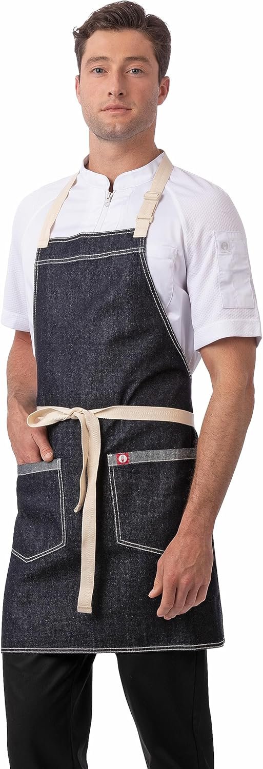 81Z2Rr602pL._AC_SL1500_.jpg Grembiule in denim Chef Works Ridgewood unisex – adulto (confezione da 1)