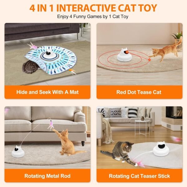 Yaskyly Giochi per Gatti Interattivi 4 in 1 Giocattolo per Gatti Intelligenza Ricaricabile Giochi per Gatti Interattivi Gioco Gatto
