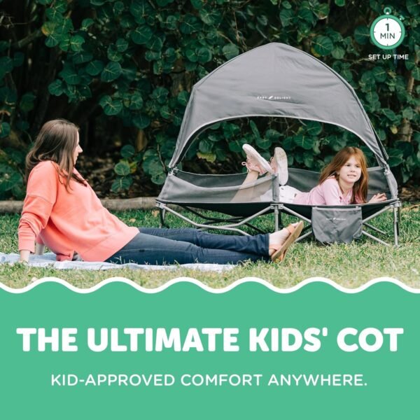 81fE4EfjZoL._AC_SL1500_.jpg Baby Delight Go with Me Bungalow Lettino da viaggio deluxe per bambini con cappottina parasole per interni ed esterni - Grigio