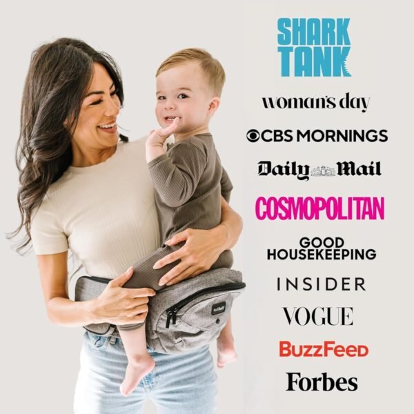 Tush Baby Belt – Marsupio ergonomico 0-36 mesi – Leggero e con 5 ampie tasche portaoggetti – Consigliato dai pediatri – Baby, Baby, con Memory Foam e Certificato di sicurezza