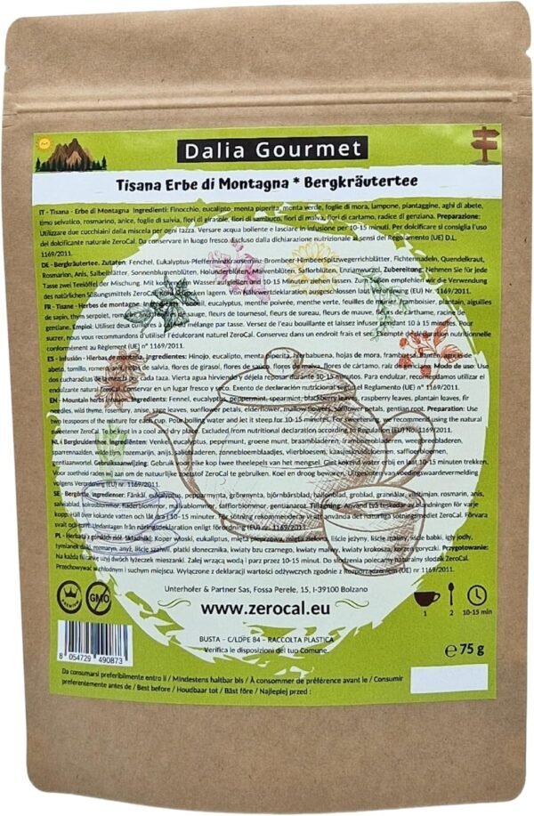 Tisane alla frutta e alle erbe | Qualità Premium | Made in Italy (Tisana - Erbe di Montagna - 75 g)