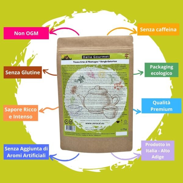 Tisane alla frutta e alle erbe | Qualità Premium | Made in Italy (Tisana - Erbe di Montagna - 75 g)