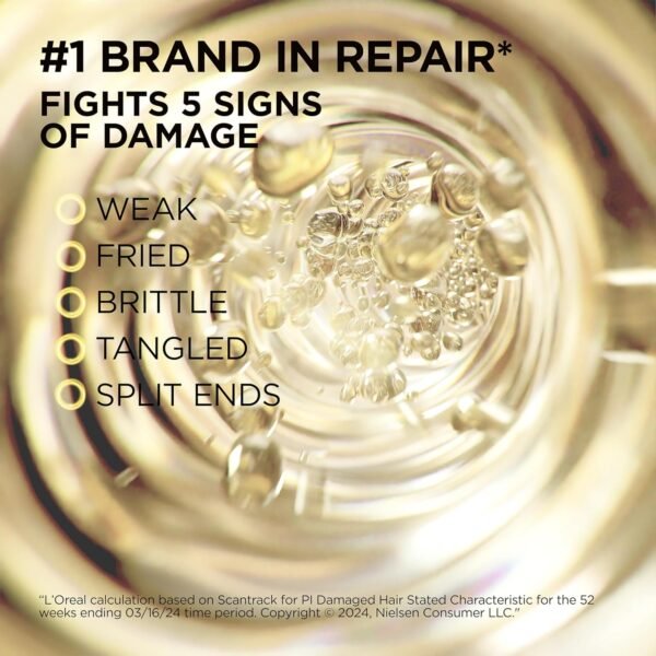 L'Oréal Paris Elvive Total Repair 5 Shampoo riparatore, per capelli danneggiati, shampoo con proteine ​​e ceramide per capelli forti, setosi, lucenti, sani e rinnovati, 28 fl. oz.