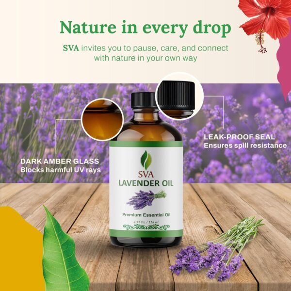 81o2u2qkTwL._AC_SL1500_.jpg SVA ORGANICS Olio essenziale di lavanda naturale al 100% - Olio aromatico di grado terapeutico, fluido da 4 once con contagocce | Oli naturali per aromaterapia