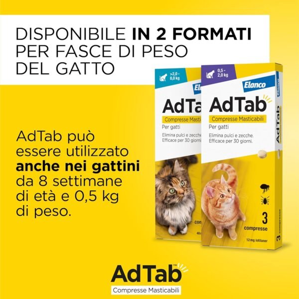 Compresse masticabili AdTab per gatti 2-8 kg - 3 compresse